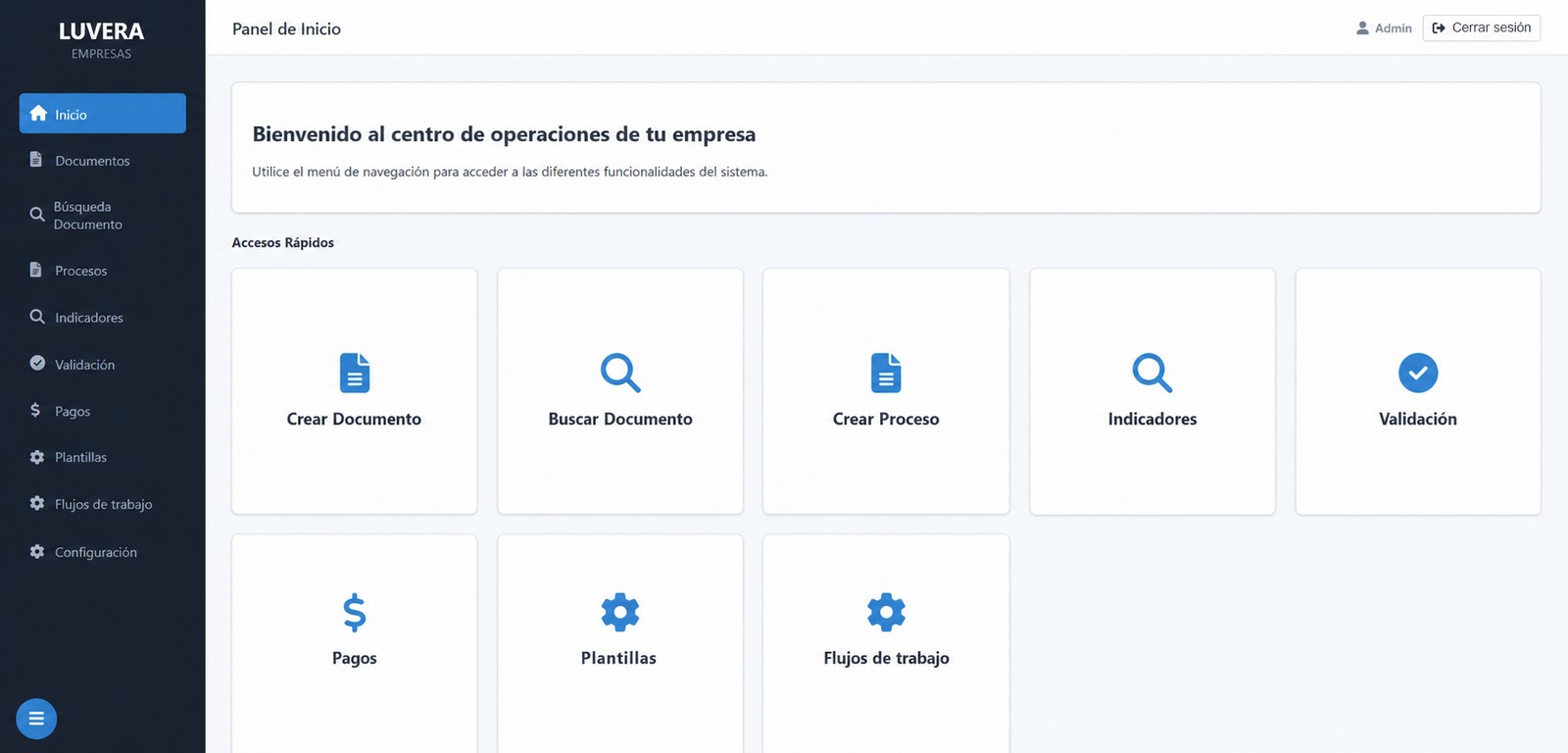 Vista de la plataforma Luvera para empresas