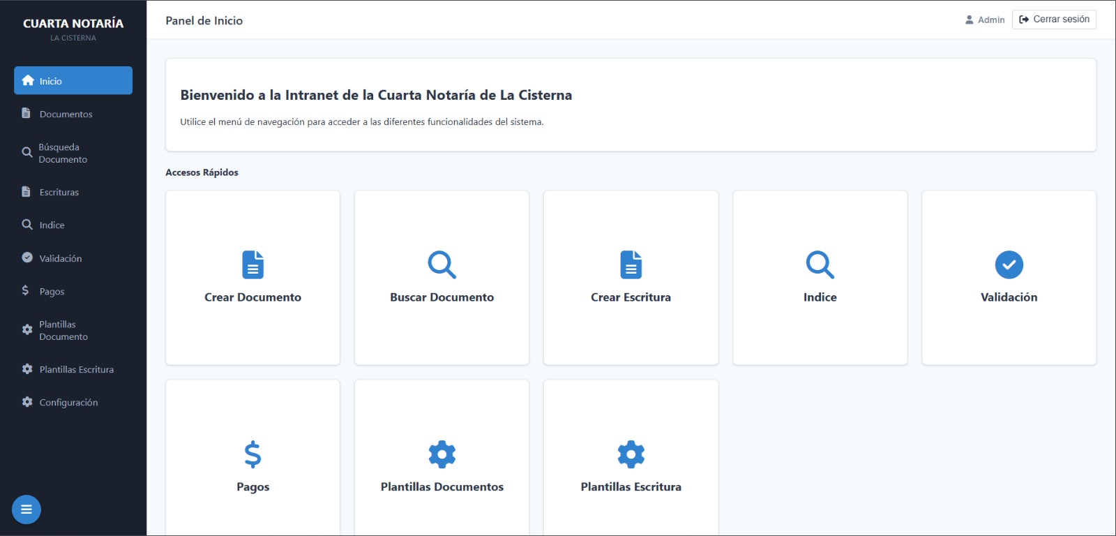 Vista de la plataforma Tu Notaría Digital